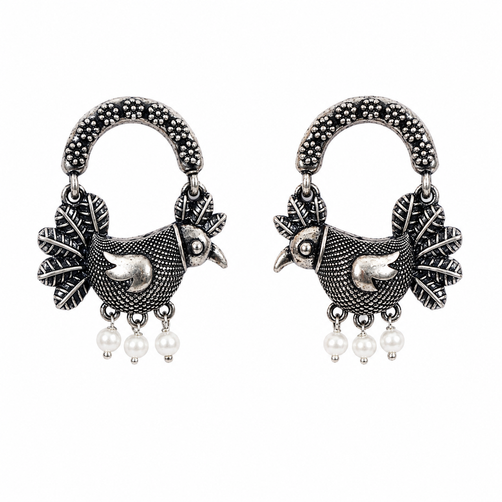 Vintage Sparrow Oxidized Earrings