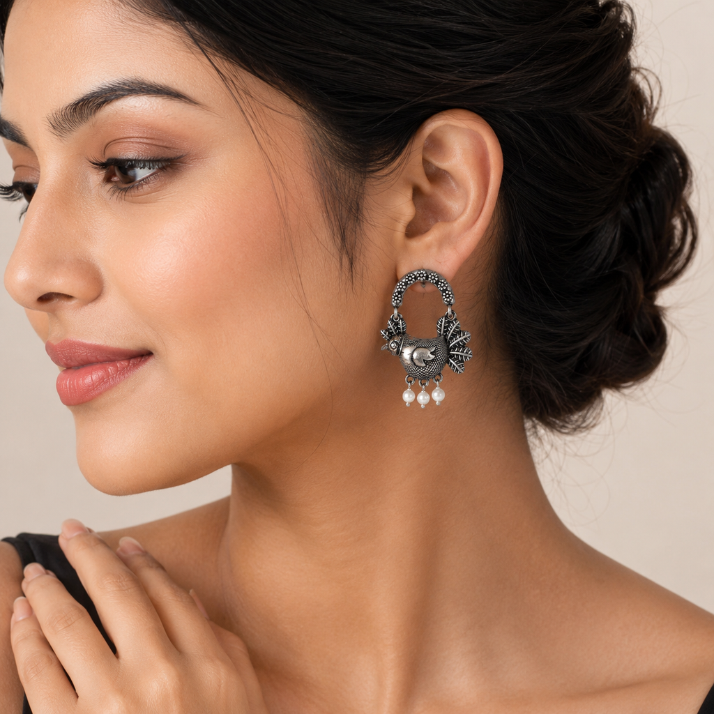 Vintage Sparrow Oxidized Earrings