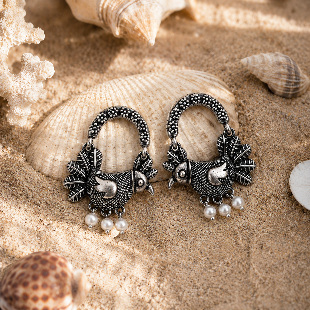 Vintage Sparrow Oxidized Earrings
