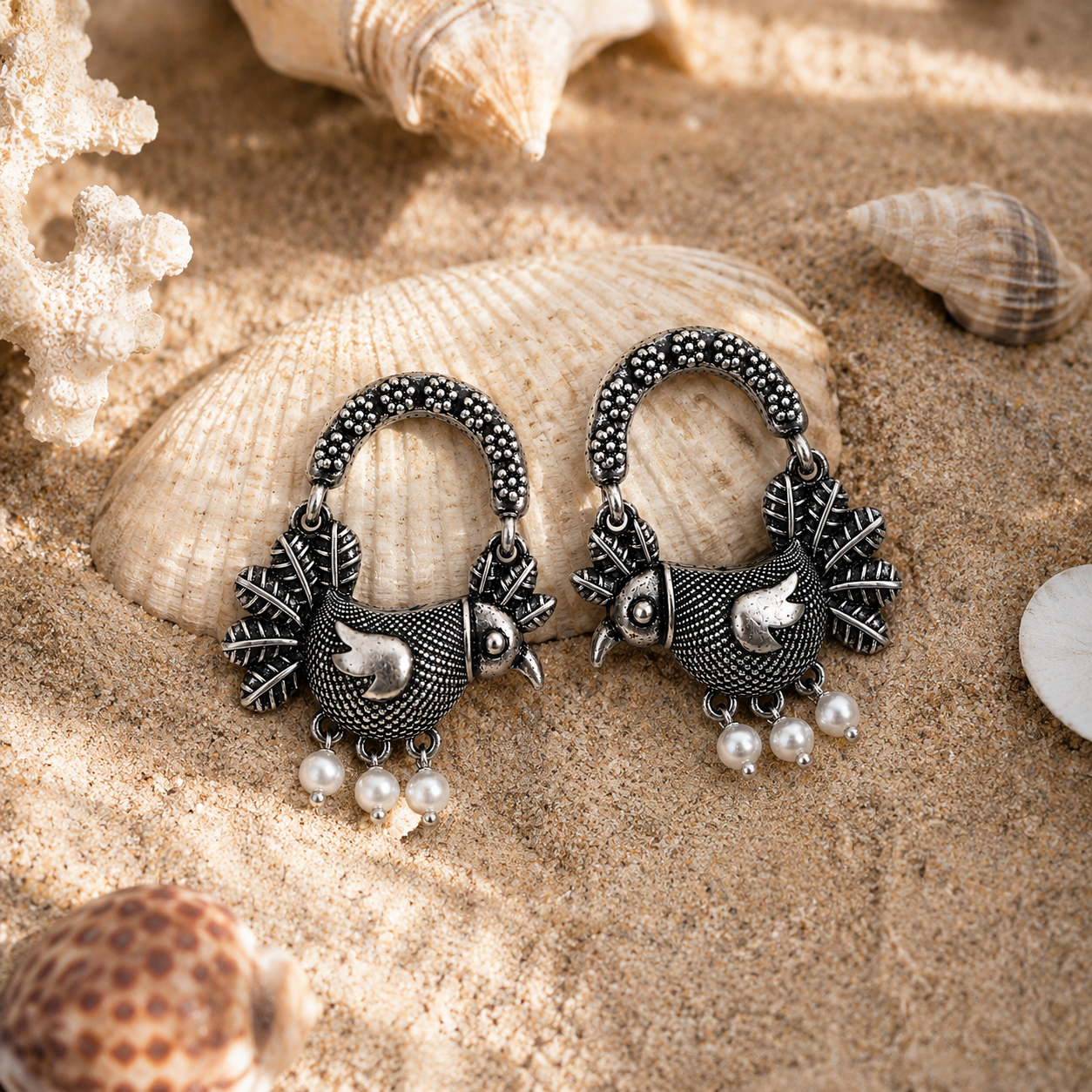 Vintage Sparrow Oxidized Earrings