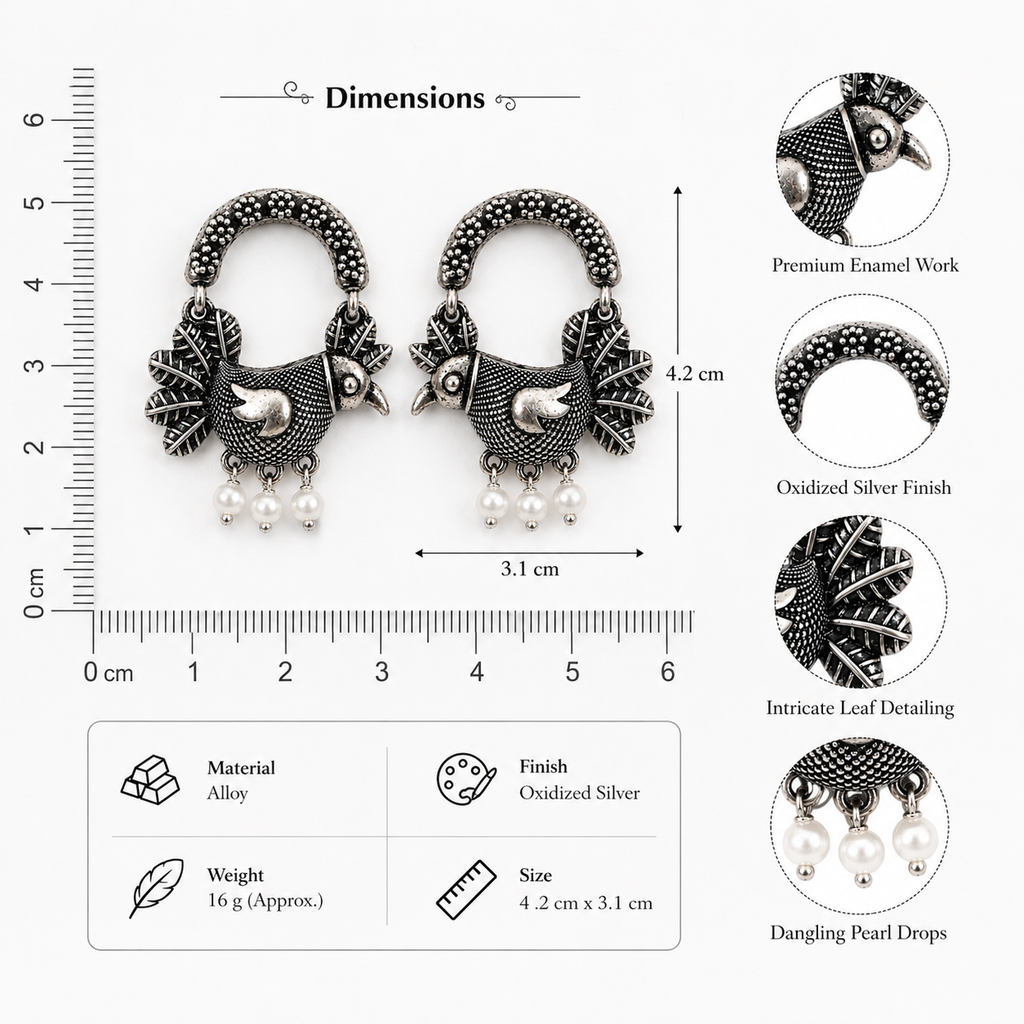 Vintage Sparrow Oxidized Earrings