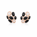 Oval black onyx stone earring