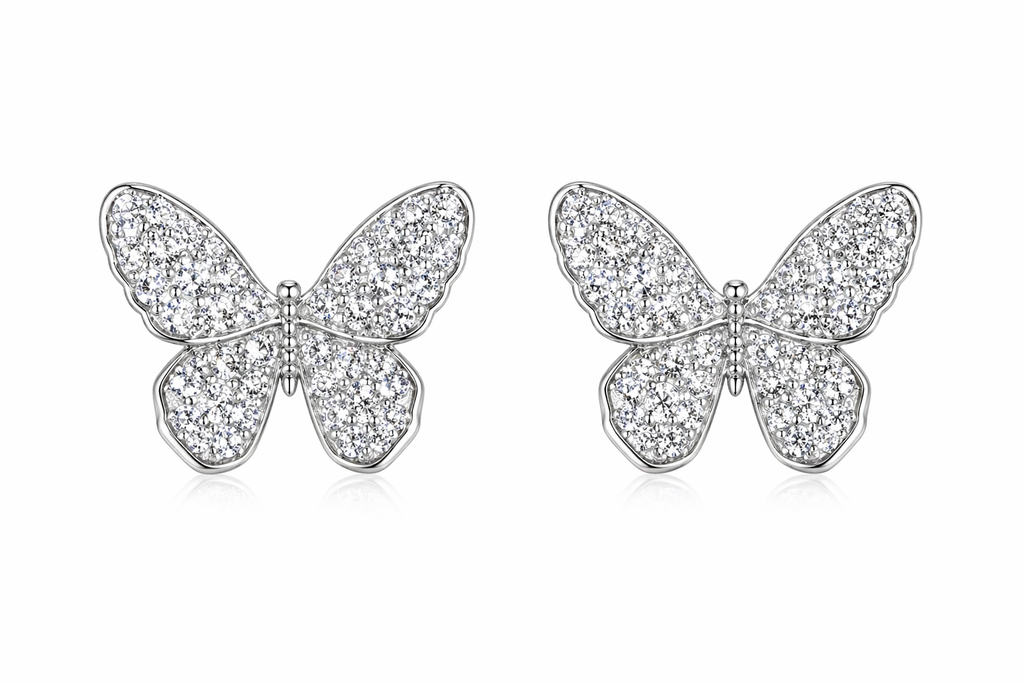 Crystal Butterfly Stud Earrings