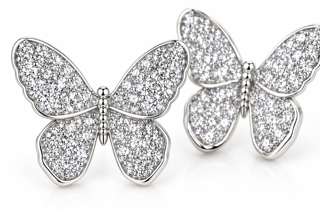 Crystal Butterfly Stud Earrings