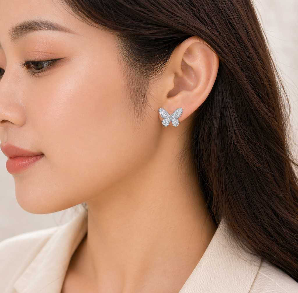 Crystal Butterfly Stud Earrings