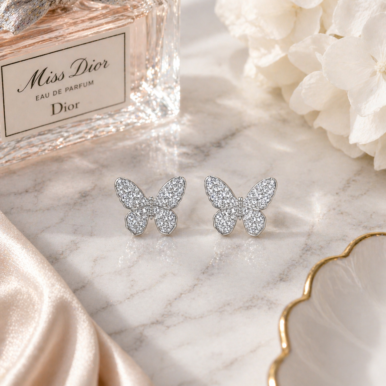 Crystal Butterfly Stud Earrings