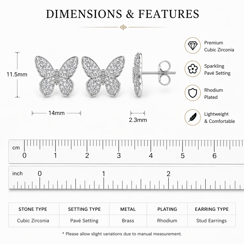 Crystal Butterfly Stud Earrings