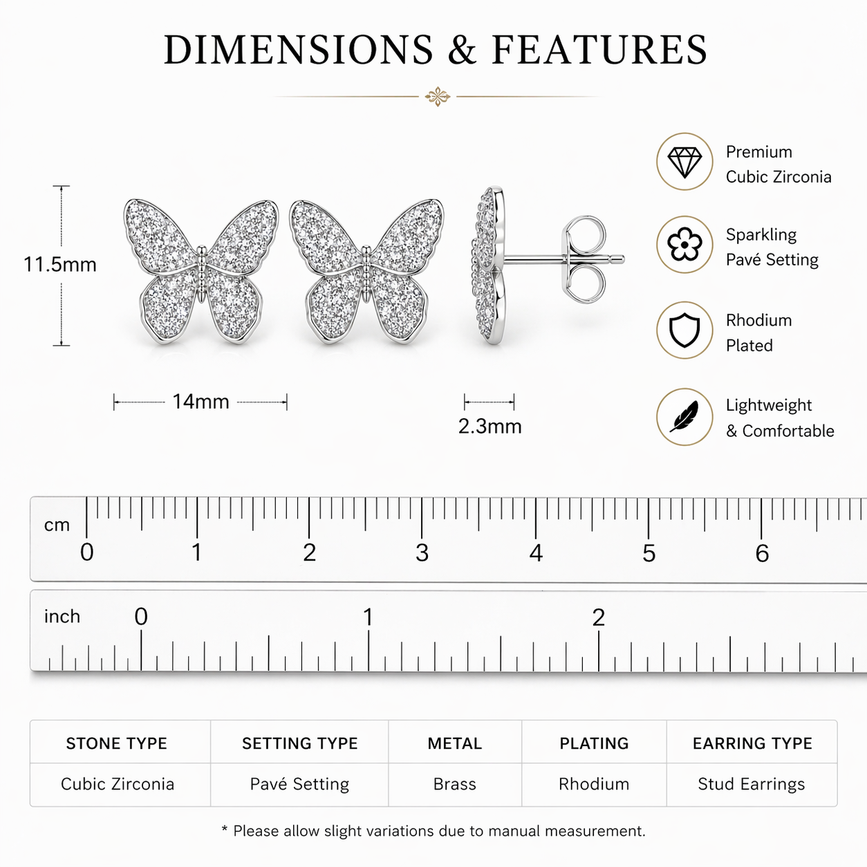 Crystal Butterfly Stud Earrings