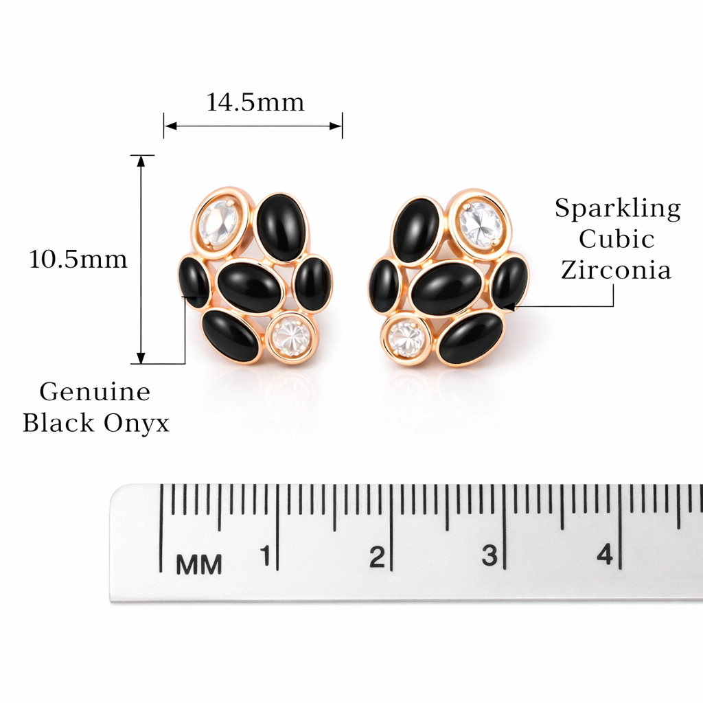 Oval black onyx stone earring